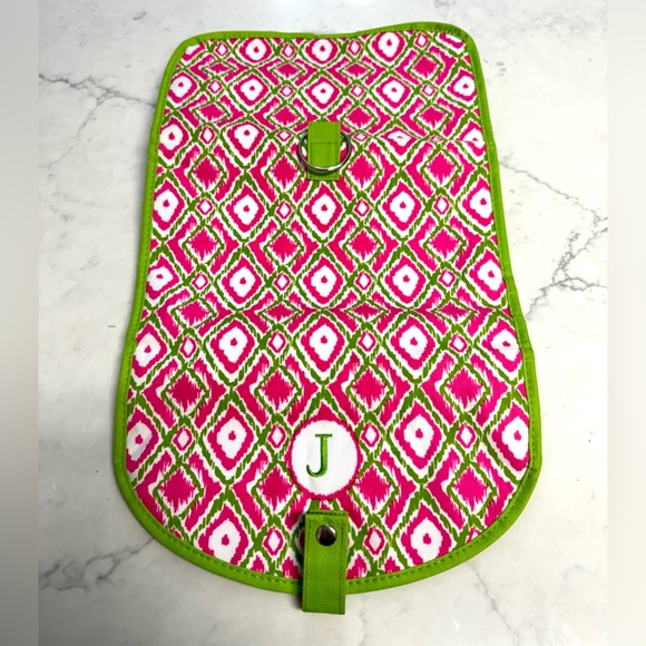 Compact Travel Case Embroidered Letter “J” Pink & Green - Picture 5 of 10